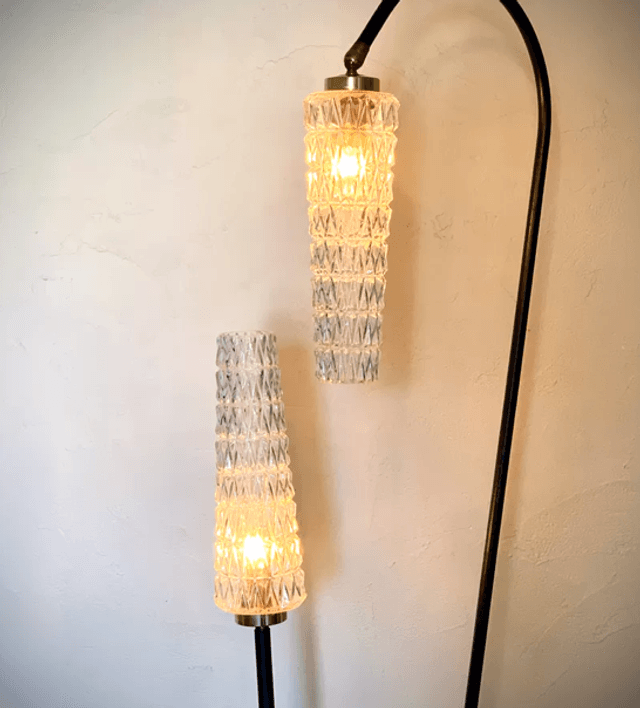 Lampadaire Arlus années 50 tulipes cristal