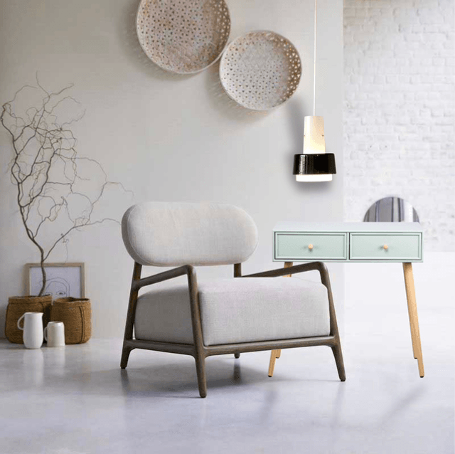 Suspension scandinave en opaline blanche et verre noir de style vintage