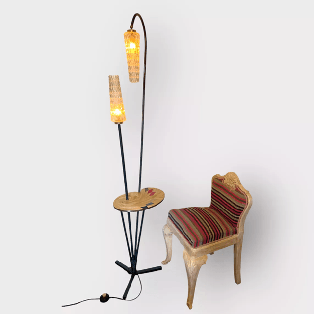 Lampadaire Arlus années 50 tulipes cristal