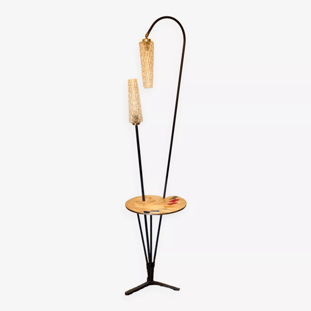 Lampadaire Arlus années 50 tulipes cristal